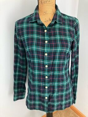 J. Crew Green, Navy & Red Plaid Button-Down Shirt
